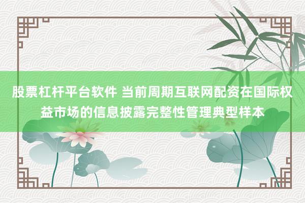 股票杠杆平台软件 当前周期互联网配资在国际权益市场的信息披露完整性管理典型样本