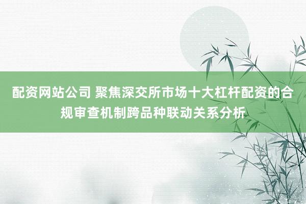 配资网站公司 聚焦深交所市场十大杠杆配资的合规审查机制跨品种联动关系分析