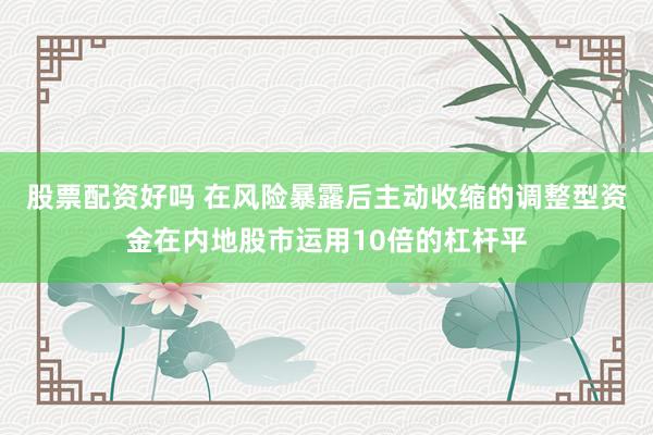股票配资好吗 在风险暴露后主动收缩的调整型资金在内地股市运用10倍的杠杆平